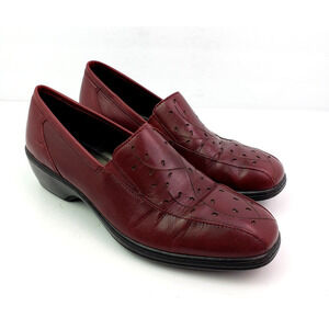 Aravon By New Balance Kiley Womens Size 8 B Red Leather Slip On Comfort Shoes